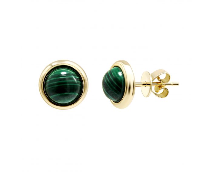 Malachite earrings in yellow gold 2С034НП-1445