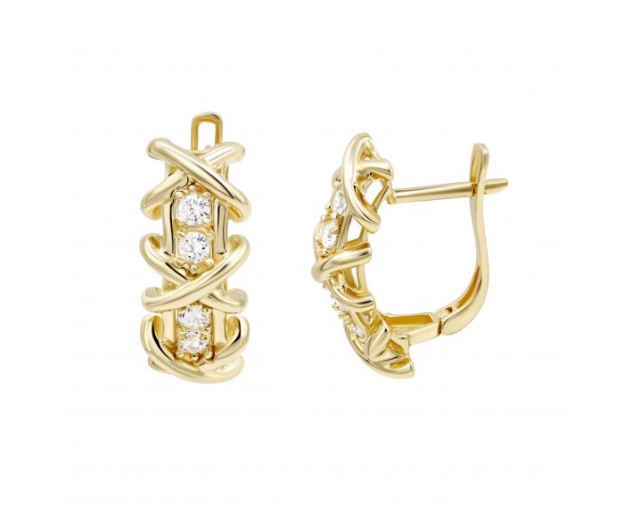 Earrings with cubic zirconia in yellow gold 2S143-2709