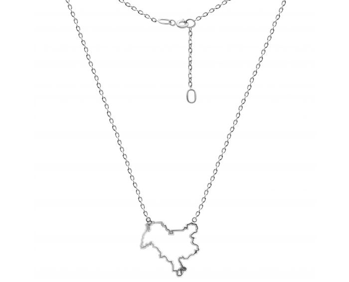 White gold necklace Map of Kyiv (outline)