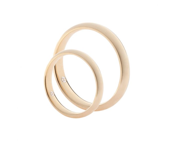 Обручальное кольцо из розового золота со скрытым бриллиантом