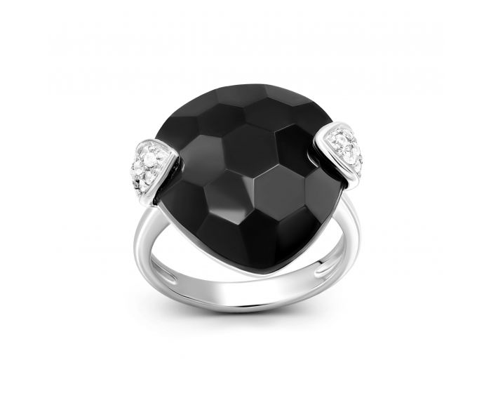 Silver ring with onyx 3-183 750