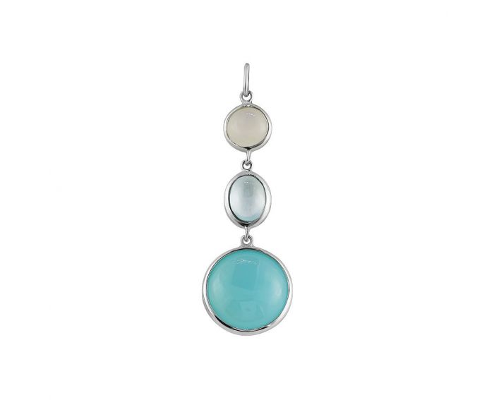 Pendant with topaz and chalcedony in silver 3-271 355