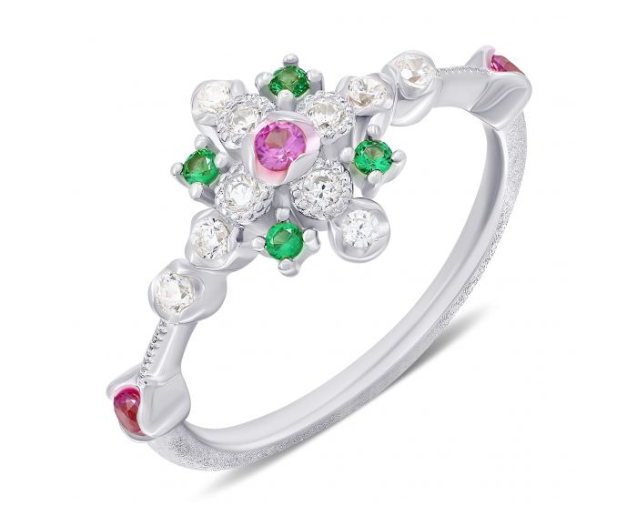 Miracle ring with cubic zirkonia and artificial sapphires