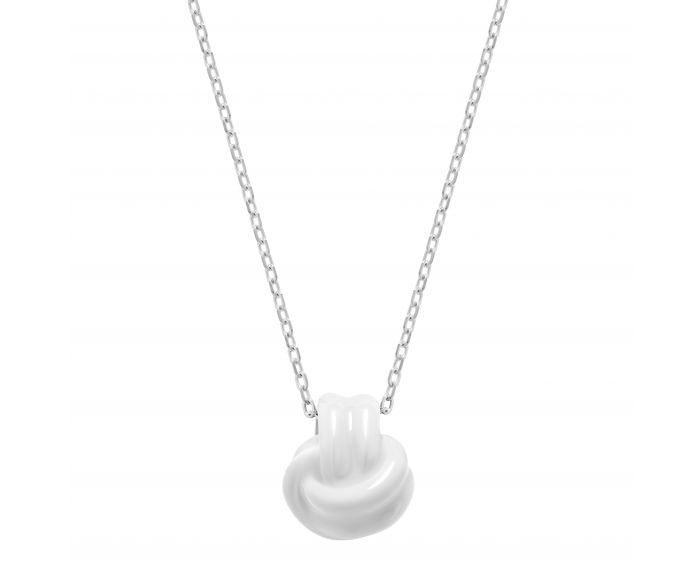 Necklace white enamel white rhodium