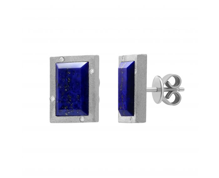 Adele earrings with lapis lazuli white rhodium