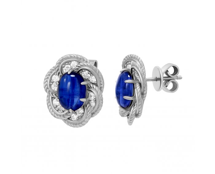 Earrings with cubic zirconias and kyanites silver