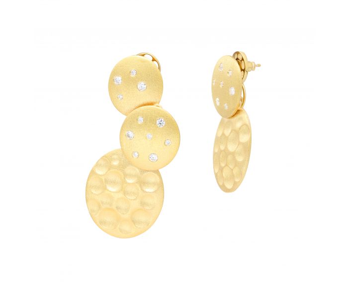 Earrings with cubic zirkonia silver yellow rhodium