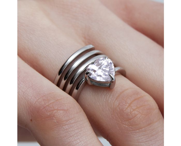 Silver ring with fianit 3К155-0275
