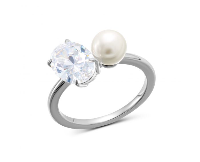 Ariani grande ring with oval cut and pearl imitation 3К376-0199