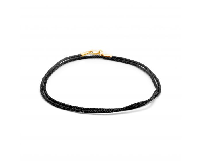 Колье черный шнурок в желтом золоте 2Л150-0005