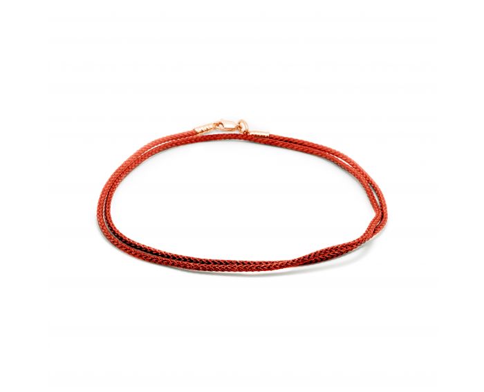 Колье красный шнурок в розовом золоте 45 см 2Л150-0014