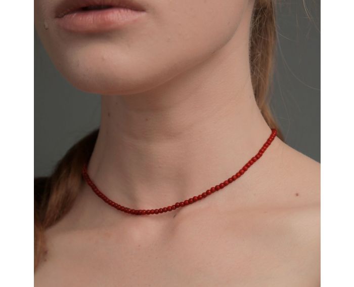 Necklace with corals in silver 3L449-0716