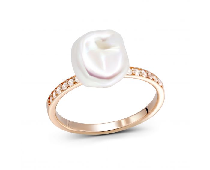 Ring with cubic zirconia and pearl in silver 3K862-0001