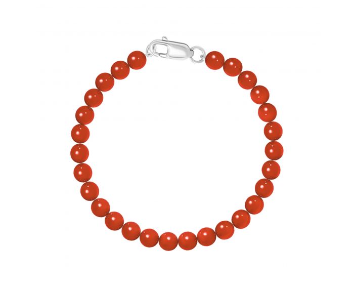 Bracelet with corals in silver 18 cm 3B449-0361