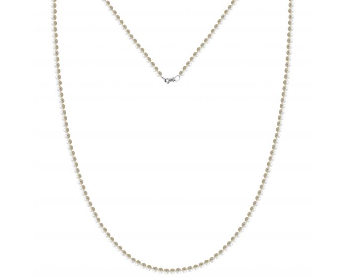 Silver necklace with pearls 120 cm 3Л449-0602