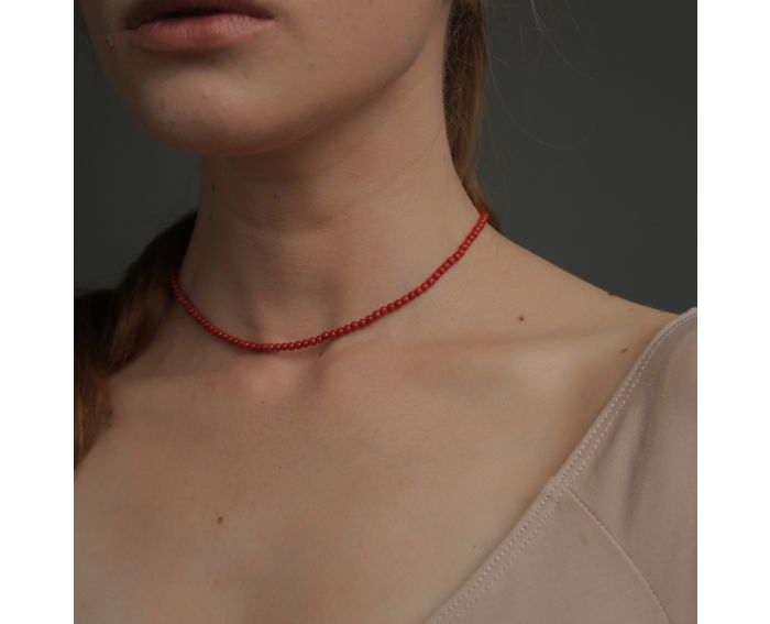 Silver necklace with corals 3Л449-0721-1