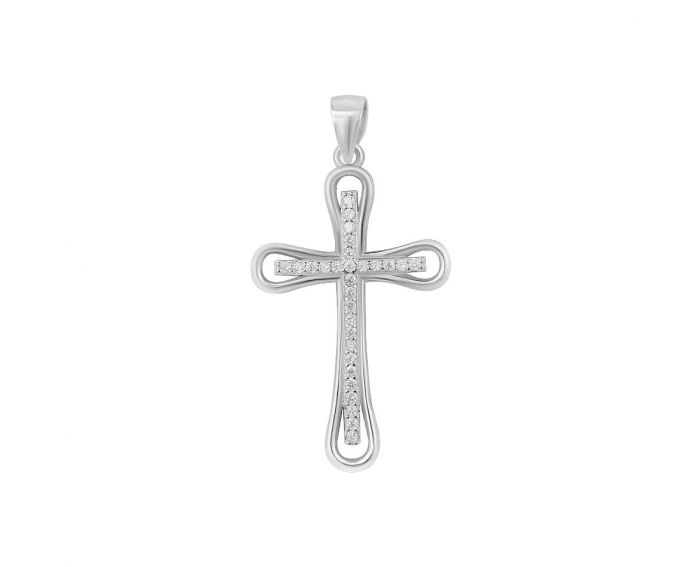Хрестик срібний з фіанітами 3-343 175