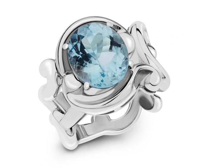 Ring with aquamarine Rococo