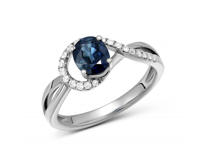 Diamond and sapphire ring in white gold 8-126 761