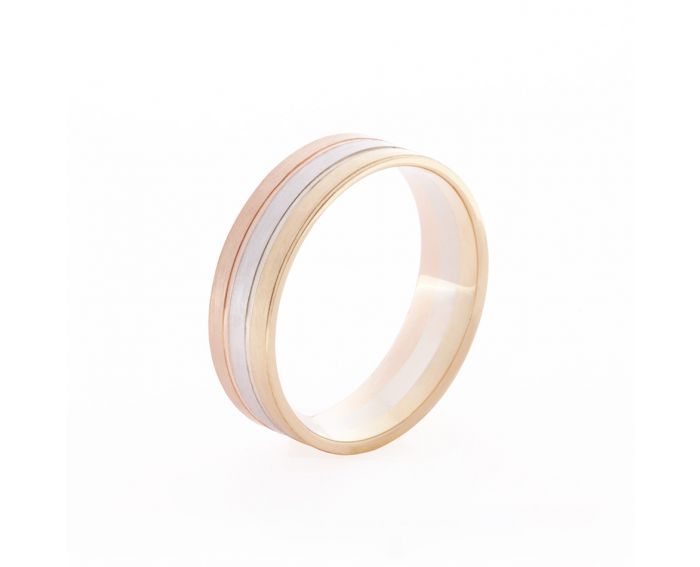 Обручальное кольцо в комбинации белого и розового золота 2ОБ619-0006-1