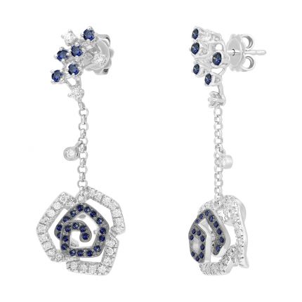 Earrings with diamonds and sapphires Magic Rose