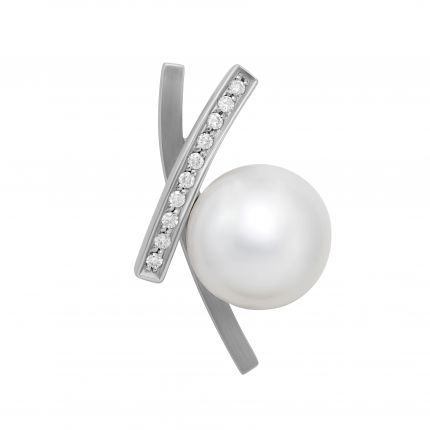 Hanging with pearls and diamonds in white gold 1P039-0016