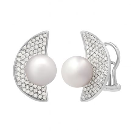 Earrings with diamonds and pearls 1-008 966