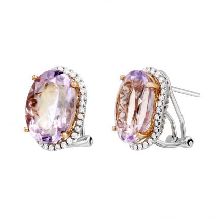 Earrings with diamonds and amethysts in white gold 1-087 411