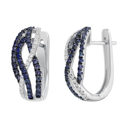 Earrings with sapphires and diamonds in white gold 1С759-0183-1