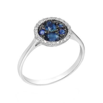 Ring in white gold with diamonds and sapphires ZARINA