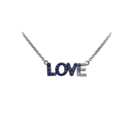 LOVE B necklace in white gold with sapphires