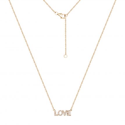 LOVE necklace in pink gold with diamonds