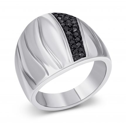 Ring with black diamonds Gloss