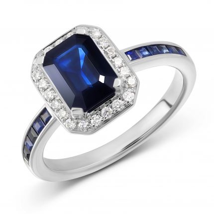 Ring with diamonds and sapphires