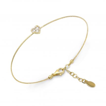 Bracelet with diamonds Delicate heart yellow gold