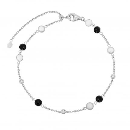 Bracelet with diamond, onyx and white agate