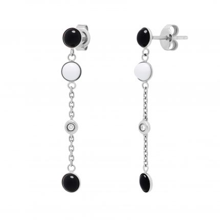 Earrings with diamonds, agates and onyxes