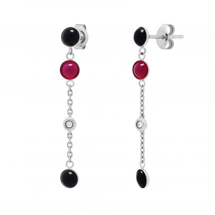 Earrings with diamonds, rubies and onyx