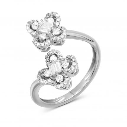 Ring with diamonds in white gold 1К809-0336