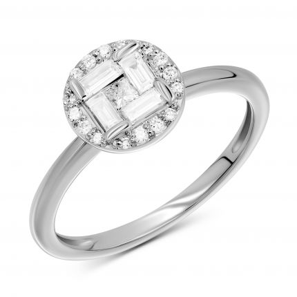 Ring with diamonds in white gold 1К809-0338