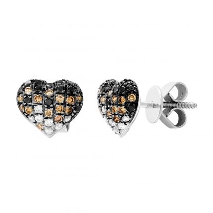 Earrings with diamonds in white gold 1С956-0117