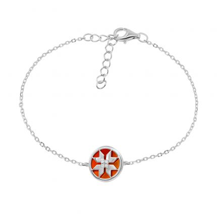 Bracelet with diamonds and carnelian in white gold 1B034-0112