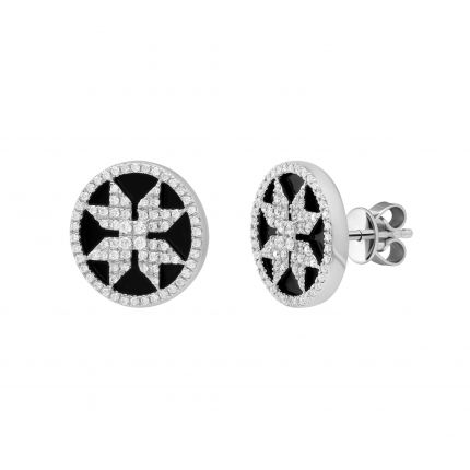 Earrings with diamonds and onyx 1С034-1472