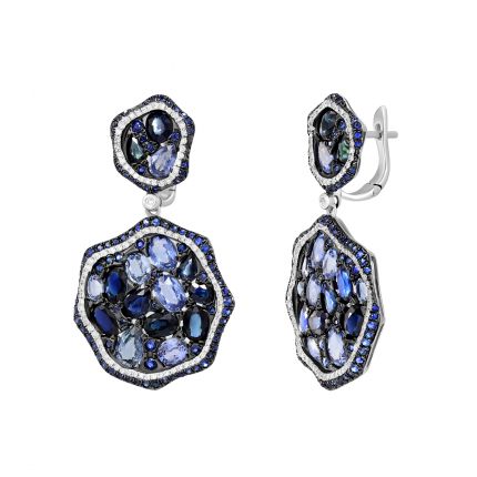 Earrings with diamonds and sapphires in white gold 1C956-0096