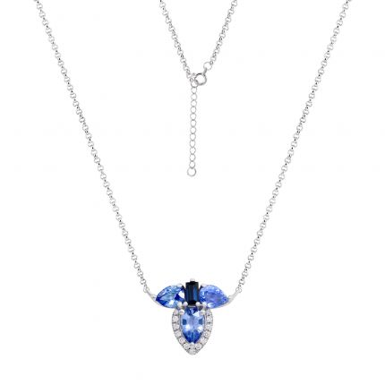 Necklace with diamonds and sapphires in white gold 1L956-0027