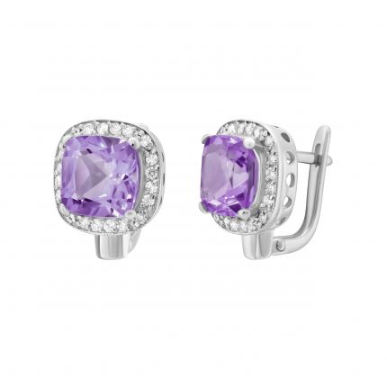 Earrings with diamonds and amethysts in white gold 1С955-0039