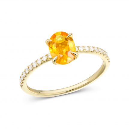 Кольцо с бриллиантами и желтым сапфиром в желтом золоте 1К034ДК-1677