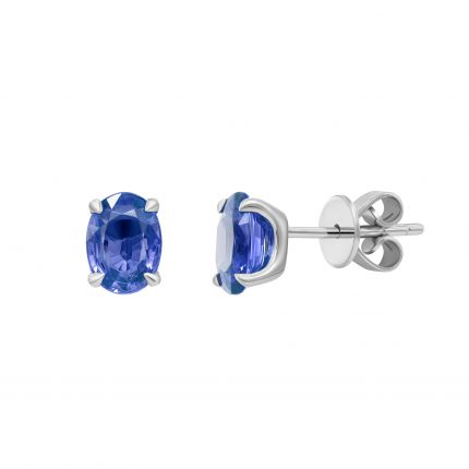 Earrings with cornflower sapphires in white gold 1С034ДК-1676