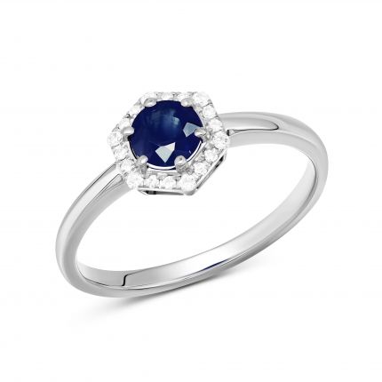 Ring with diamonds and sapphires in white gold 1К034ДК-1682