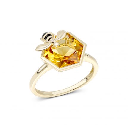 Ring with citrines and diamonds in yellow gold 1К034-1733